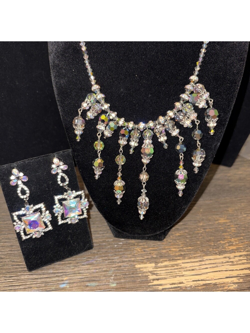 Beautiful Juliana Dangle Bib Aurora Borealis Necklace With Unknown Earrings